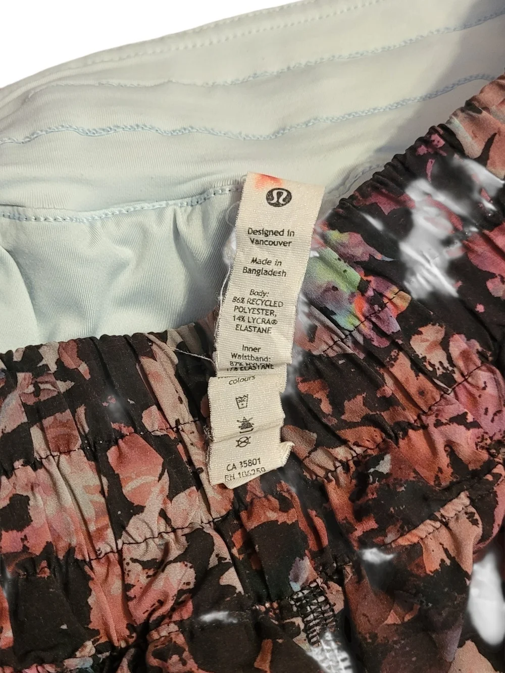 lululemon athletica Black Multicolor Splash Print Athletic Shorts